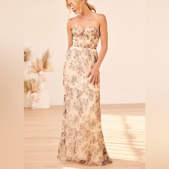 Most Beautiful Day Ivory Multi Floral Print Organza Maxi Dress - Picture 3 of 9